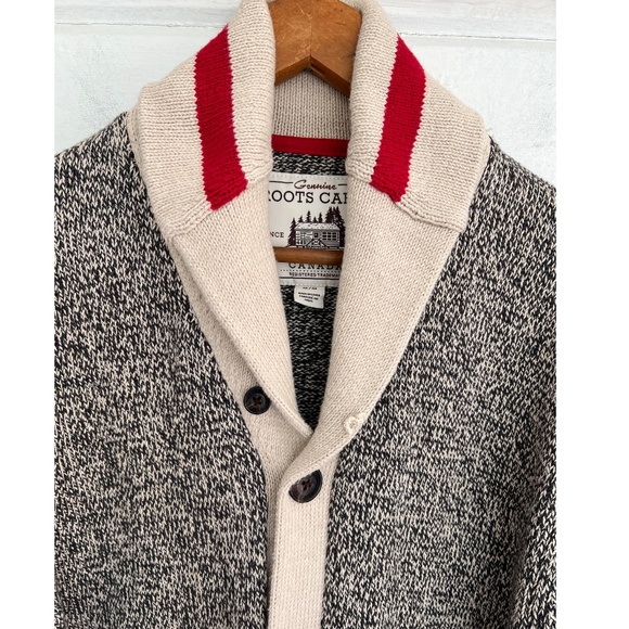 ROOTS CABIN Shawl Cardigan in Cotton Blend Grey Oat Mix - M - Picture 6 of 13